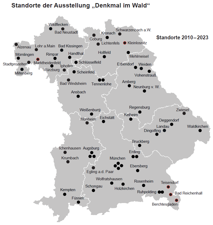 Bild mit Standorten der Jahre 2010 bis 2023