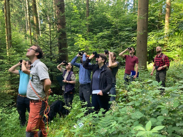 Landesinventurleiterin Dr. Alexandra Wauer von der LWF und ihr Team schulten Anfang Juli die Inventurtrupps der Waldzustandserhebung in Bayern. Foto: C. Josten, ZWFH